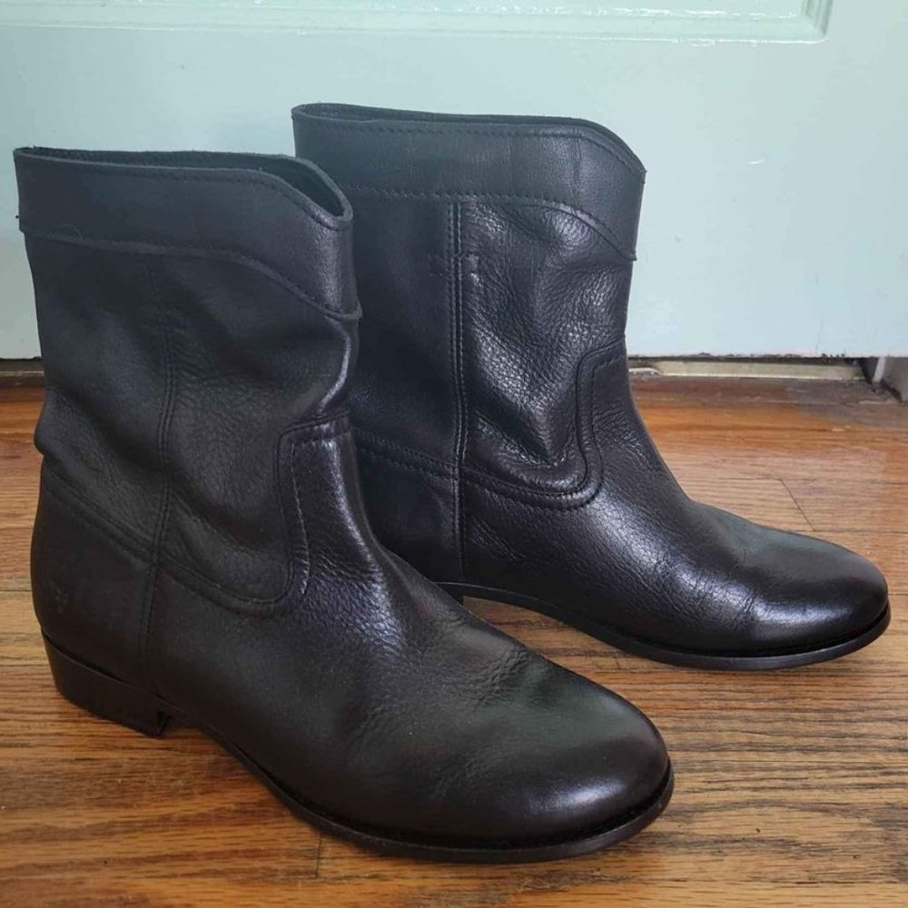 Frye Black Leather Roper Pull On Boots Cara ~ Size 9B